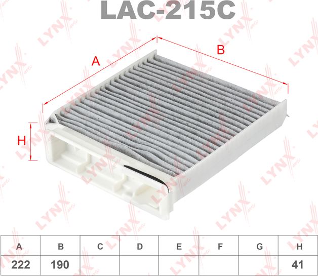 Салонный фильтр LYNXauto для Renault Duster II 2021-2026. Артикул LAC-215C
