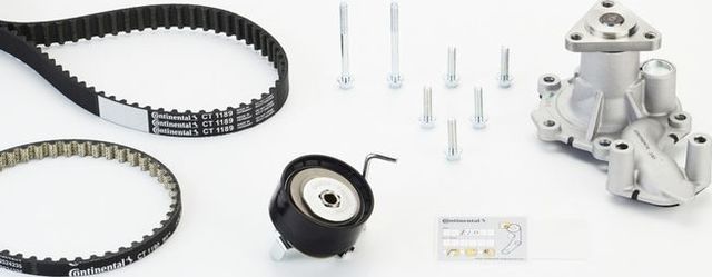Помпа (водяной насос) с комплектом ремня ГРМ ContiTech для Ford Focus III 2012-2019. Артикул CT1189WP2PRO