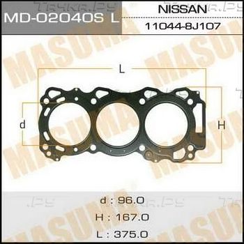 Прокладка ГБЦ Masuma для Nissan Teana J31 2003-2008. Артикул MD-02040SLH