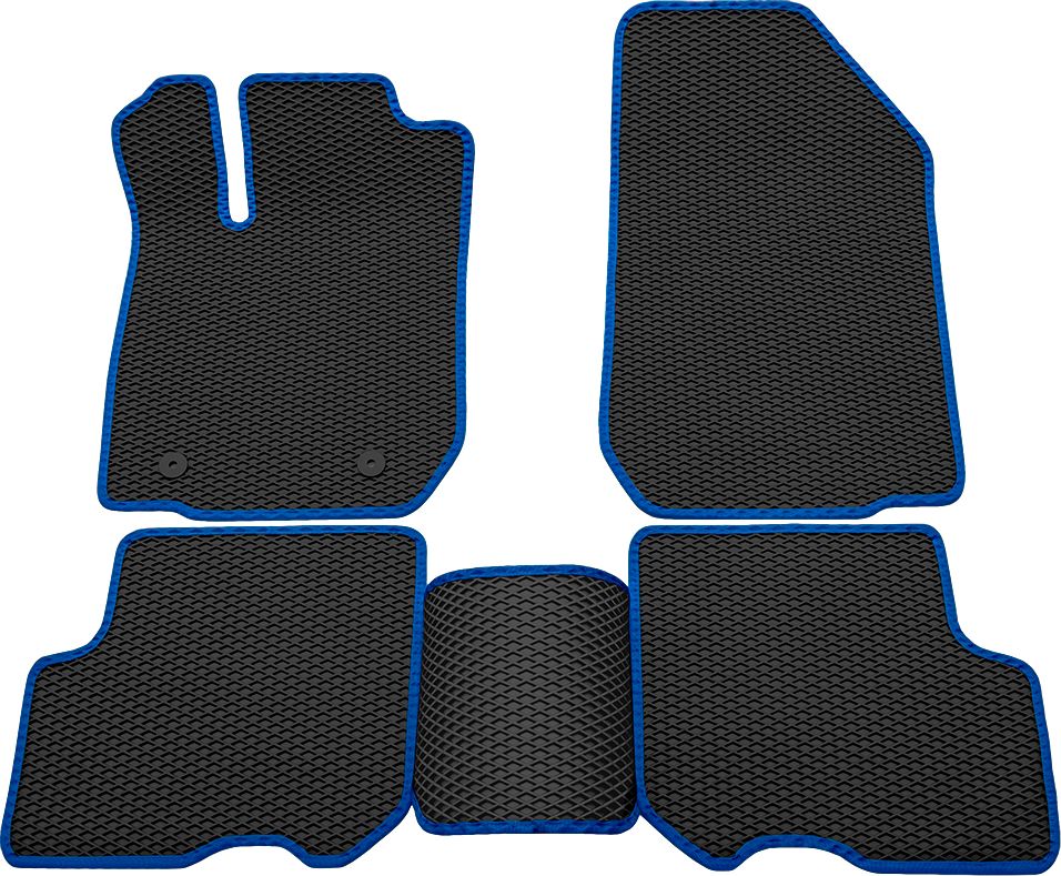 Коврики Rezkon EVA для салона Renault Logan II 2013-2018 Синий кант. Артикул 9029015203