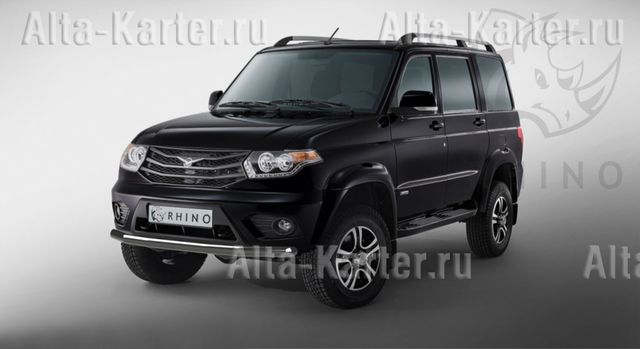 Защита RusStal переднего бампера d63 (секции) для УАЗ Patriot 2014-2026. Артикул UPZBR-002065CH. Артикул UPZBR-002065CH