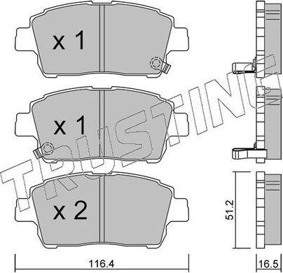 Тормозные колодки Trusting передние для Toyota Echo 2000-2005. Артикул 438.0
