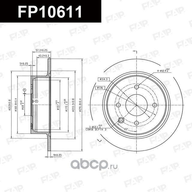 Диск тормозной задний (FAP). Артикул FP10611