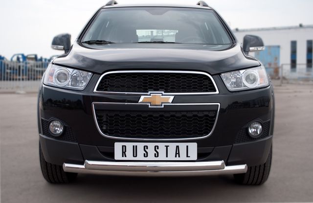 Защита RusStal переднего бампера d63/63 (дуга) для Chevrolet Captiva 2012-2013. Артикул CHCZ-000822