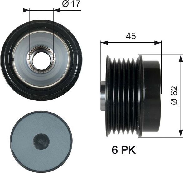 Муфта генератора обгонная Gates DriveAlign®. Артикул OAP7180
