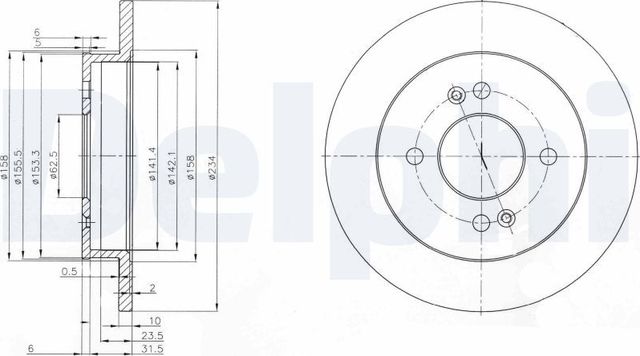 Тормозной диск Delphi для Kia Picanto III 2017-2026. Артикул BG3981