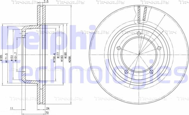 Тормозной диск Delphi передний для Land Rover Range Rover II 1994-1996. Артикул BG2612C