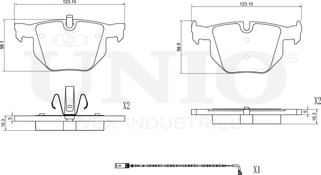 Колодки тормозные дисковые, комплект (Unio). Артикул BRP-20100