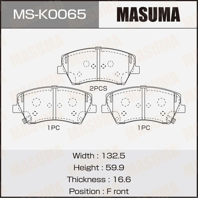 Колодки дисковые MASUMA, NP6162, P30107 front (1/12) Masuma. Артикул MSK0065