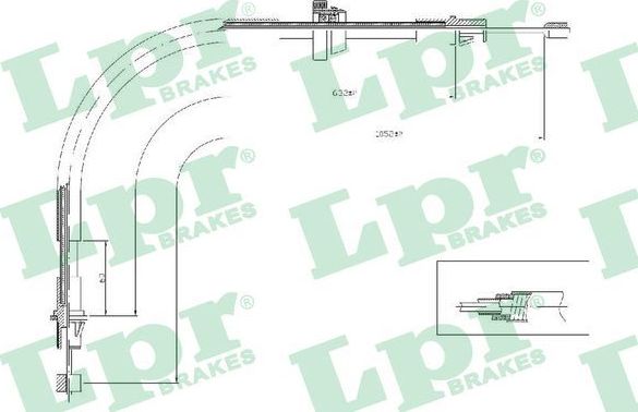 Трос ручника (тросик ручного тормоза) LPR передний для Ford Transit VI 2000-2006. Артикул C0281B