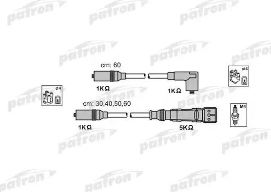 Высоковольтные провода (провода зажигания) (комплект) Patron (EPDM (Этилен-пропиленовый каучук)). Артикул PSCI1000