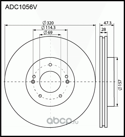 Диск тормозной HYUNDAI i40 (11-),ix35 (13-) KIA Optima (11-) (R17) передний (1шт (Allied Nippon). Артикул ADC1056V