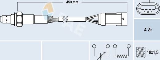 Лямбда-зонд (кислородный датчик) FAE для Renault Modus I 2004-2012. Артикул 77207