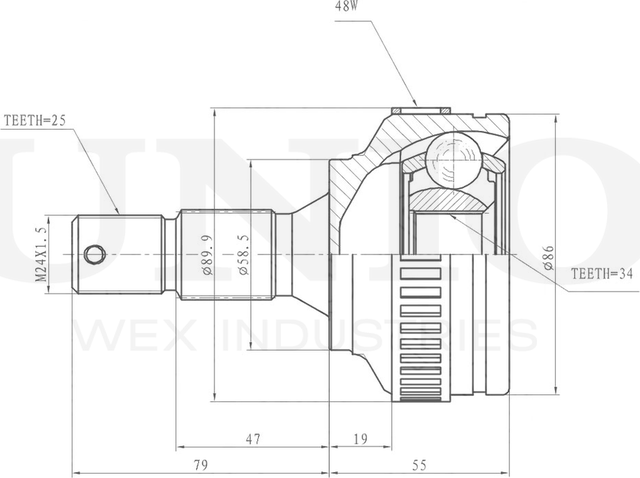 ШРУС наружный (Unio). Артикул CVJ-20126