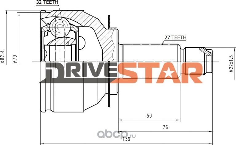 ШРУС ПЕРЕДНИЙ 32x52x27 (Drivestar). Артикул OCJF1002F