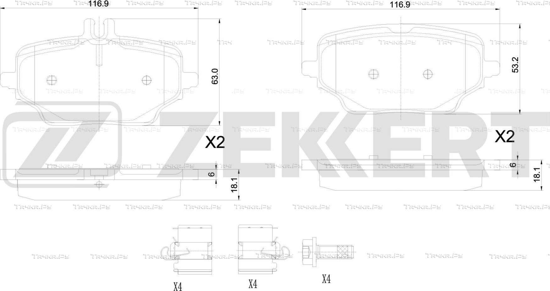 Тормозные колодки Zekkert. Артикул BS-1416