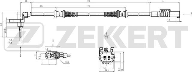 Датчик ABS Zekkert передний для Mercedes-Benz Sprinter 907, 910 2018-2026. Артикул SE-6225