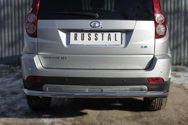Защита RusStal заднего бампера d63 (секции) для Great Wall Hover H3 2014-2016. Артикул GWH3Z-001949