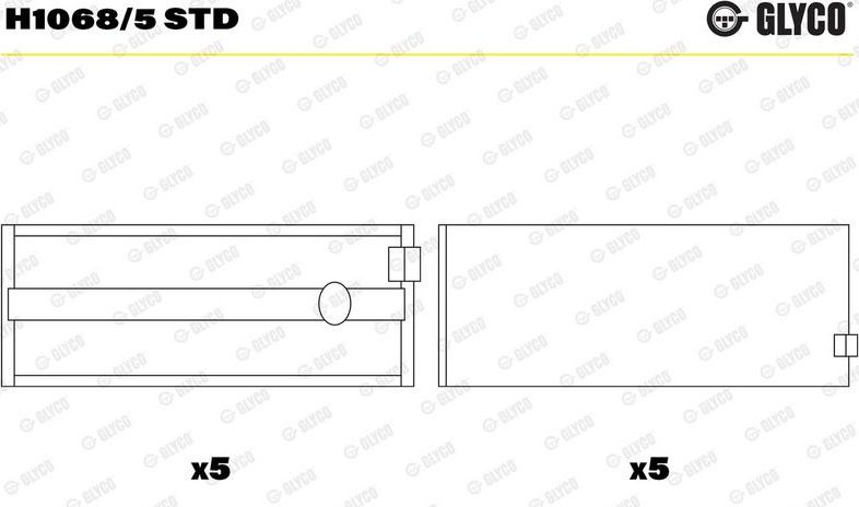Вкладыши коренные Glyco для Toyota Celica V (T180) 1989-1993. Артикул H1068/5 STD