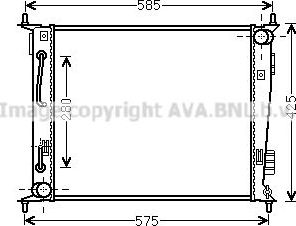 Радиатор охлаждения двигателя AVA. Артикул KA2185