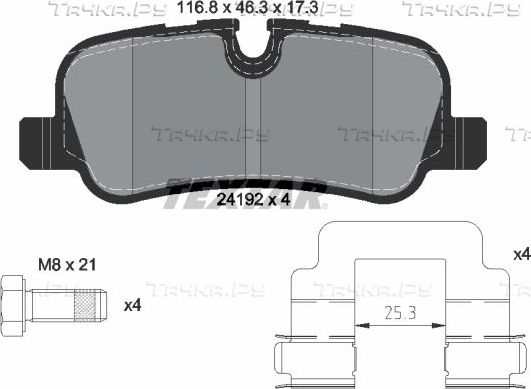 Тормозные колодки Textar epad задние для Land Rover Discovery III 2004-2009. Артикул 2419281