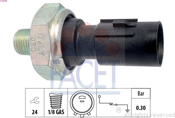 Датчик давления масла Facet Made in Italy - OE Equivalent. Артикул 7.0195