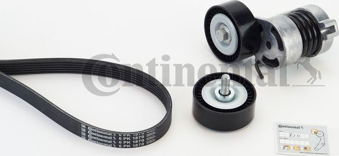 Приводной ремень поликлиновой с роликами (комплект) ContiTech. Артикул 6PK1870K1