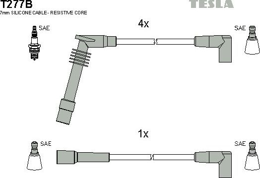 Высоковольтные провода (провода зажигания) (комплект) Tesla. Артикул T277B