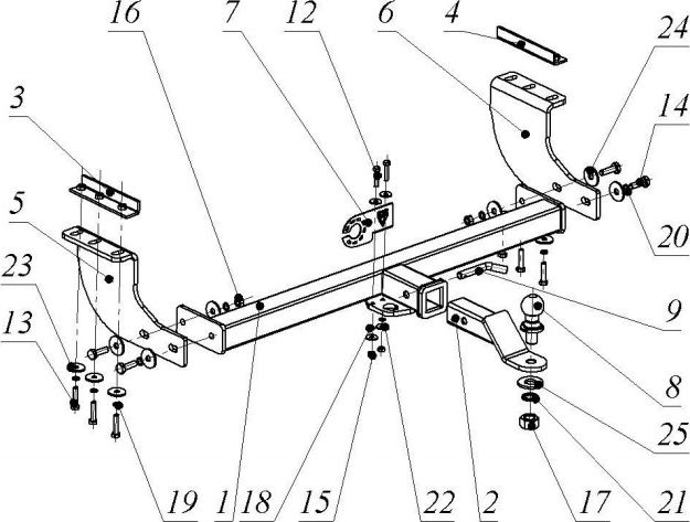 Фаркоп Bizon для Mazda BT-50 II 2011-2026 с накладкой из нержавеющей стали. Быстросъемный крюк. Артикул FA 0829-E(N)