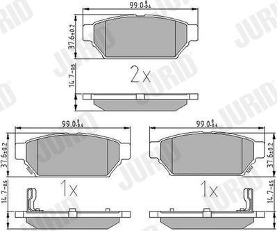 Тормозные колодки Jurid задние для Proton Gen-2 2004-2012. Артикул 571943J