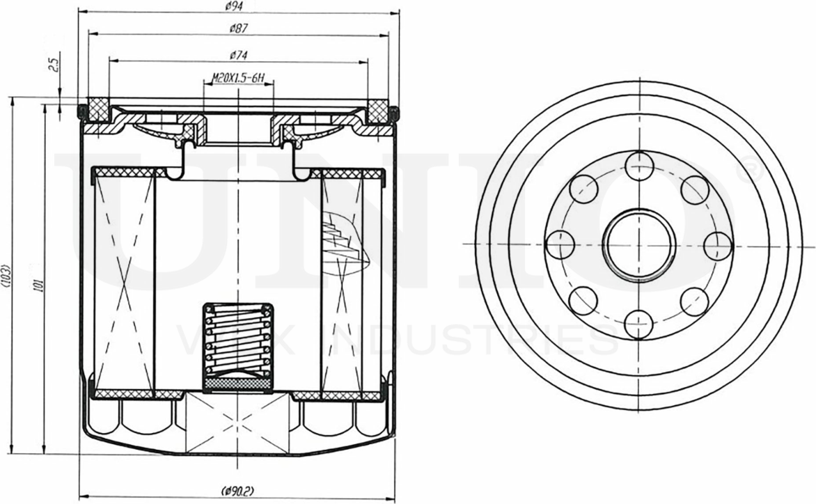 Фильтр масляный (Unio). Артикул FLT-20087