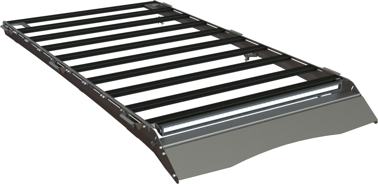 Экспедиционный багажник STC для Toyota Fortuner II 2015-2026 шторка, дальний и рабочий свет. Артикул STC-TFO/15-TR1-L1L3