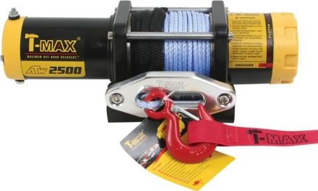 Лебёдка электрическая 12V T-MAX ATW-PRO 2500 lbs 1134 кг (Синтетический трос) для квадроцикла. Артикул W0528