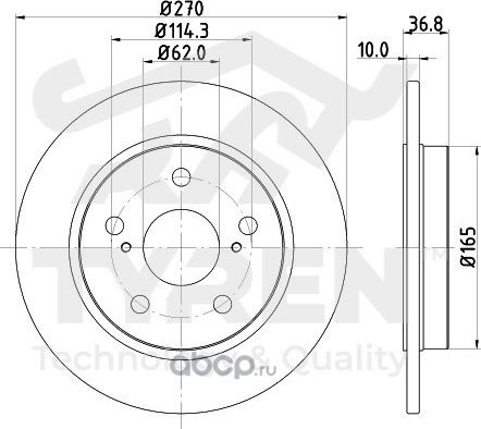 Тормозной диск (Tyren). Артикул TYR1022491