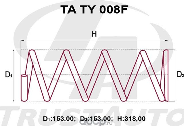 Пружина подвески усиленная () (Trustauto). Артикул TATY008F