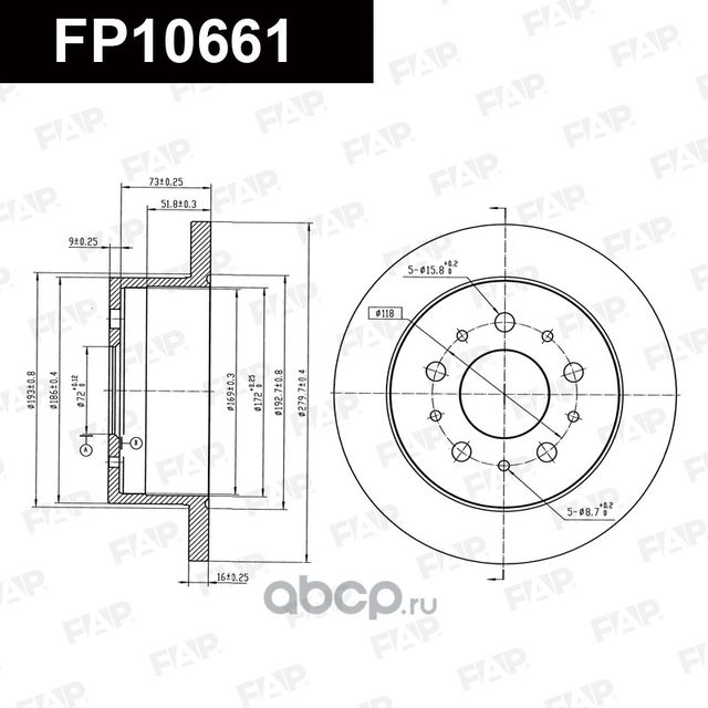FP10661 ДИСК ТОРМОЗНОЙ (FAP). Артикул FP10661