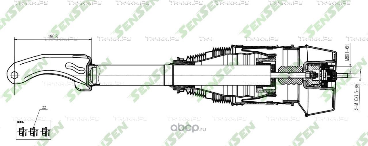 Амортизатор с пневмобаллоном передний левый MB GL-Class (W166) 2012- Without ADS (Sensen). Артикул SAR081