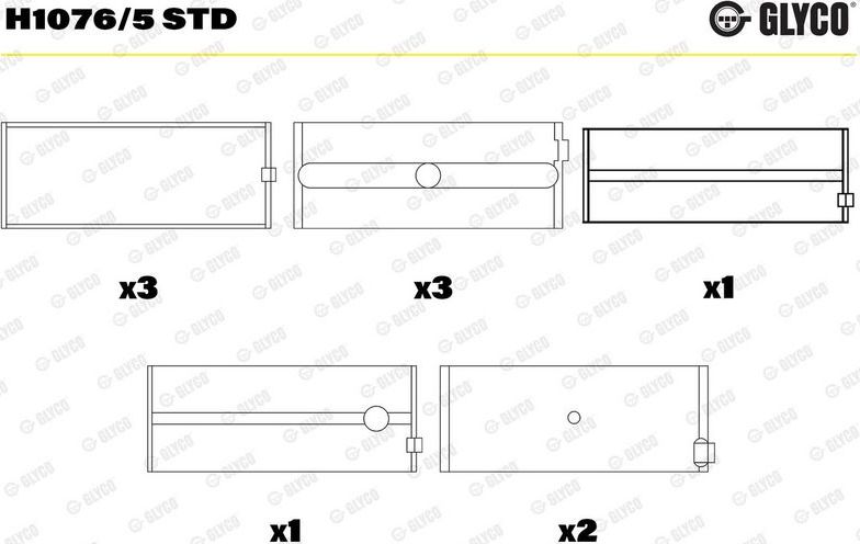 Вкладыши коренные Glyco. Артикул H1076/5 STD