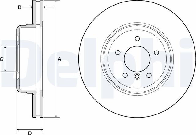 Тормозной диск Delphi для BMW 5 V (E60/E61) 2002-2010. Артикул BG9163C