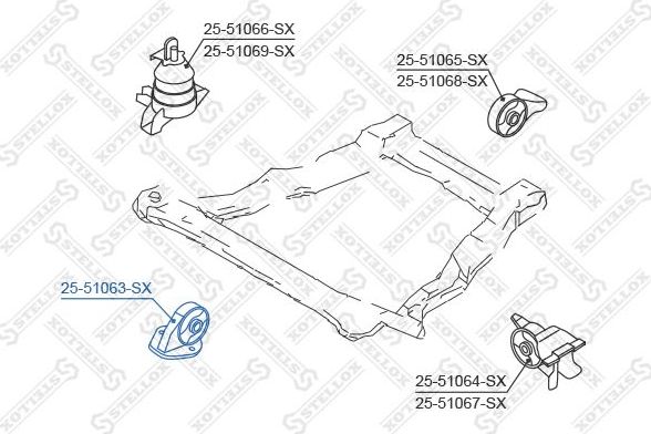 Подушка (опора) двигателя Stellox передняя для Hyundai Santa Fe I 2001-2006. Артикул 25-51063-SX