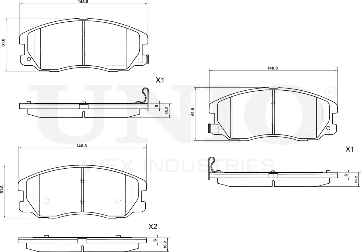 Колодки тормозные дисковые, комплект (Unio). Артикул BRP-20142