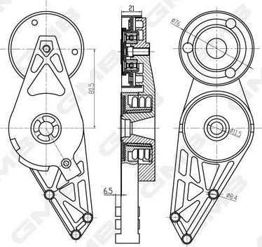 Натяжной ролик (натяжитель) приводного клинового зубчатого ремня (в сборе) GMB. Артикул GAT21100