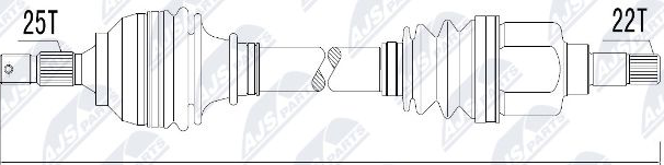 Полуось (привод в сборе, приводной вал) NTY для Citroen C4 I 2004-2007. Артикул NPW-CT-010