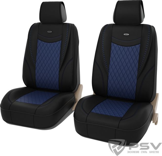 Чехлы-накидки универсальные формованные PSV 2D PREMIUM Era 2 FRONT на сидения, цвет Черно-Синий. Артикул 131856