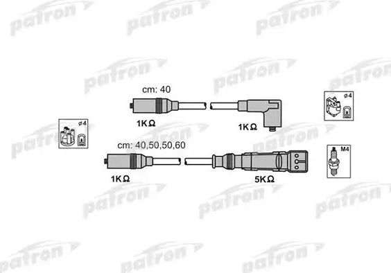 Высоковольтные провода (провода зажигания) (комплект) Patron (EPDM (Этилен-пропиленовый каучук)). Артикул PSCI1002