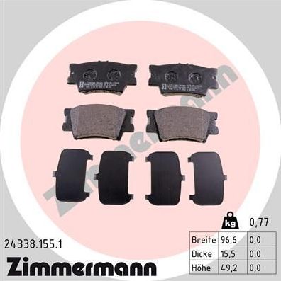 Тормозные колодки Zimmermann. Артикул 24338.155.1