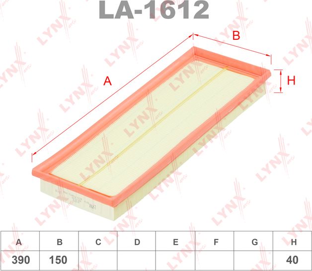 Воздушный фильтр LYNXauto. Артикул LA-1612