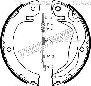 Тормозные колодки (стояночная тормозная система) Trusting задние для Toyota Verso I 2009-2018. Артикул 115.325K