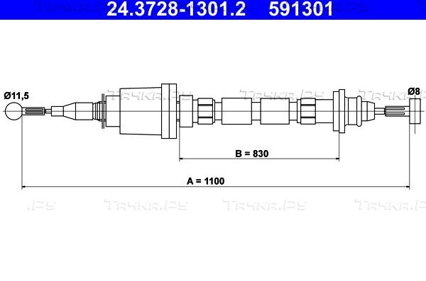 Трос сцепления ATE для Volvo 760 1985-1992. Артикул 24.3728-1301.2