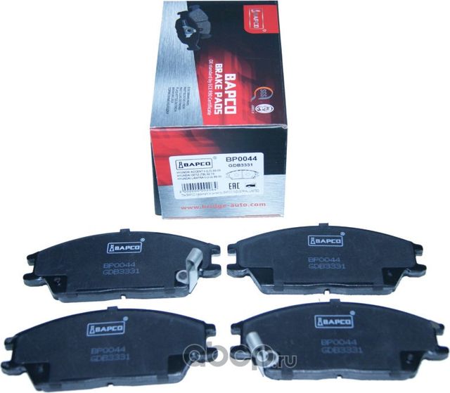 Колодки тормозные дисковые пер. HYUNDAI ACCENT II (LC) 00-05, GETZ (T (Bapco). Артикул BP0044